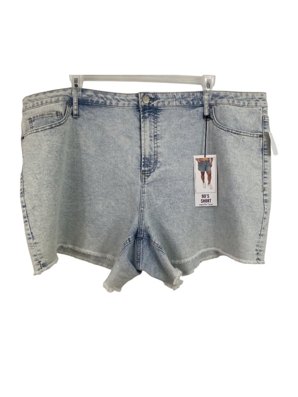 Vanilla Star Womens 90s Short Distressed Denim Light Wash Size 22W